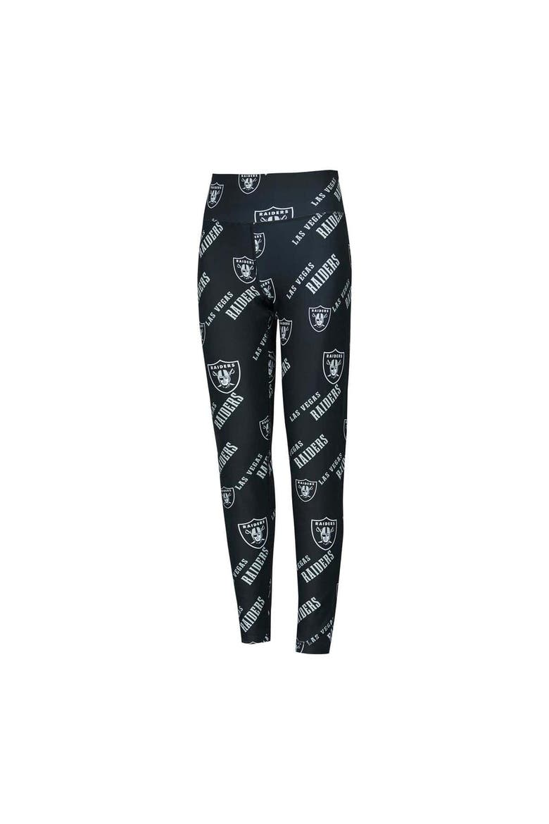 Women's Concepts Sport Black Las Vegas Raiders Breakthrough Allover Print Knit Sleep Leggings, Alternate, color, Black