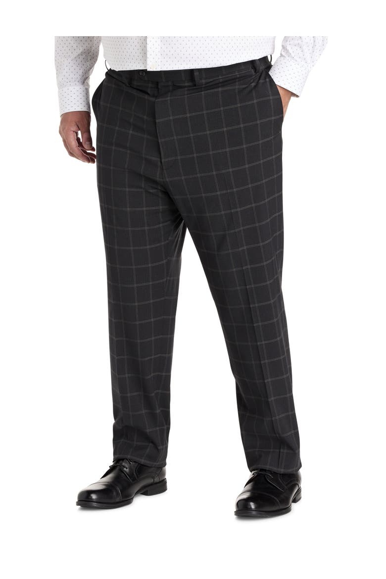 Big & Tall Windowpane Suit Pants, Main, color, BLACK