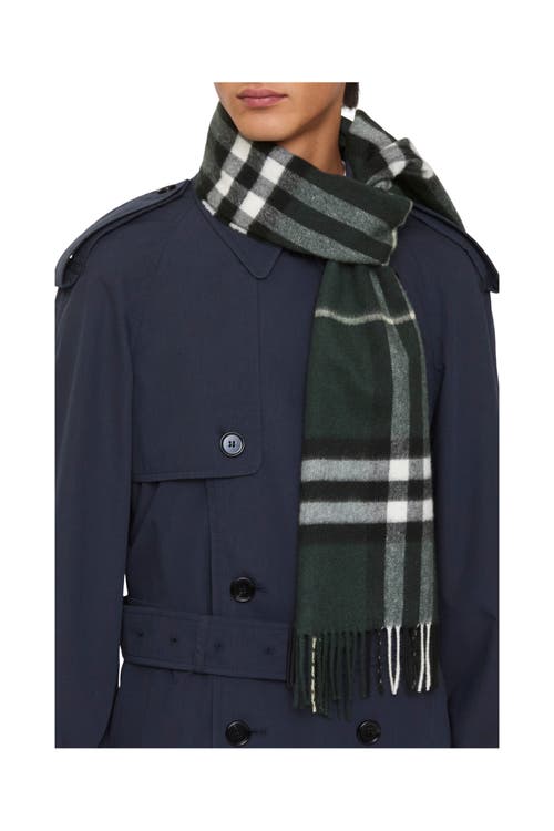 Burberry Check Cashmere Scarf In Green