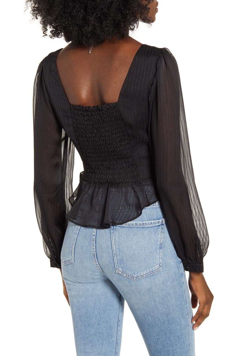 4SI3NNA Shadow Pinstripe Peplum top, Alternate, color,