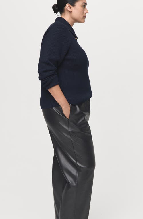 Mango Faux Leather Drawstring Pants In Black