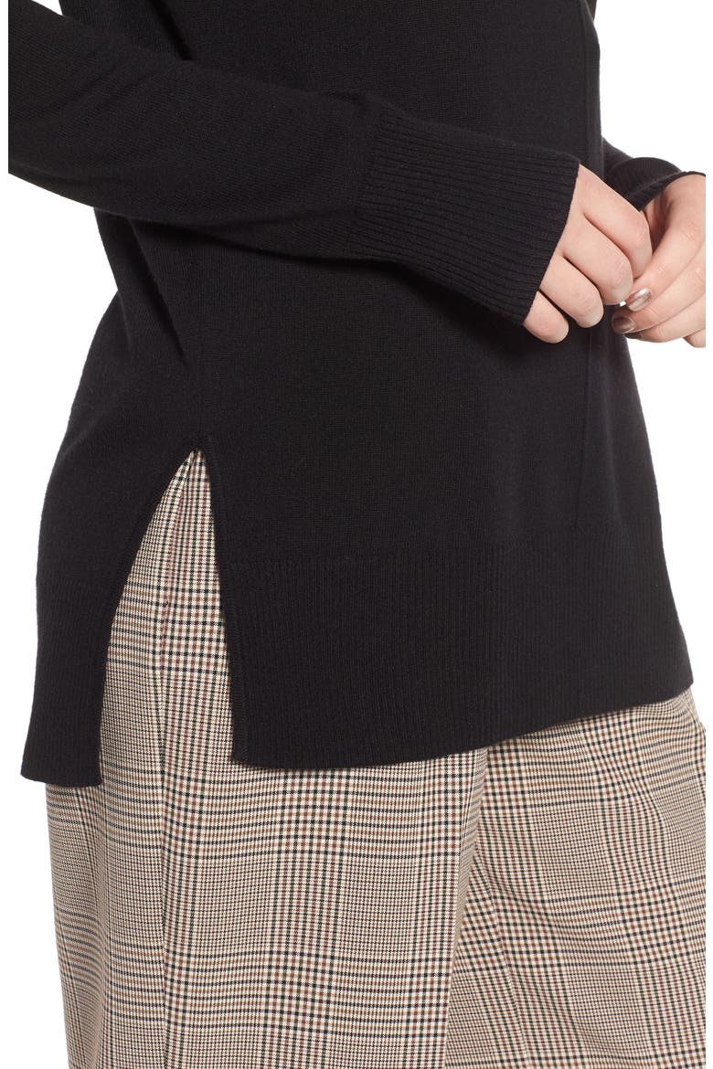 Side Slit Sweater, Alternate, color, BLACK