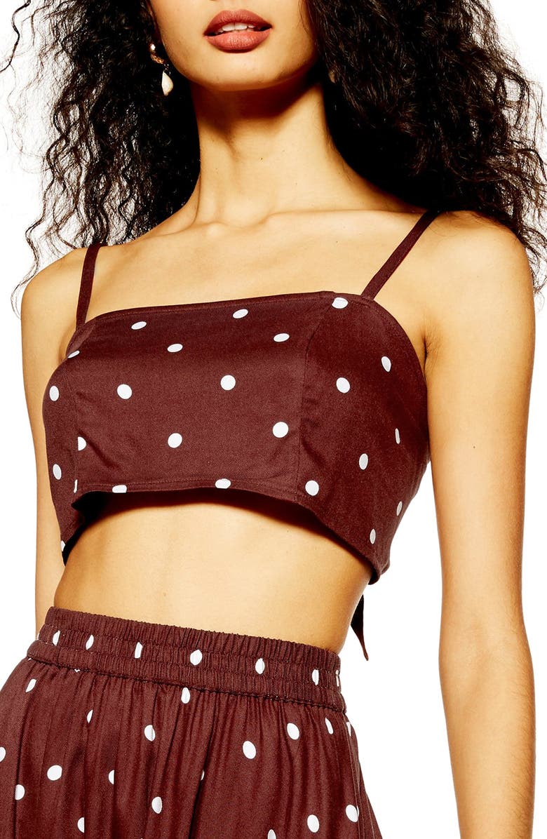 Topshop Polka Dot Bralette, Main, color,