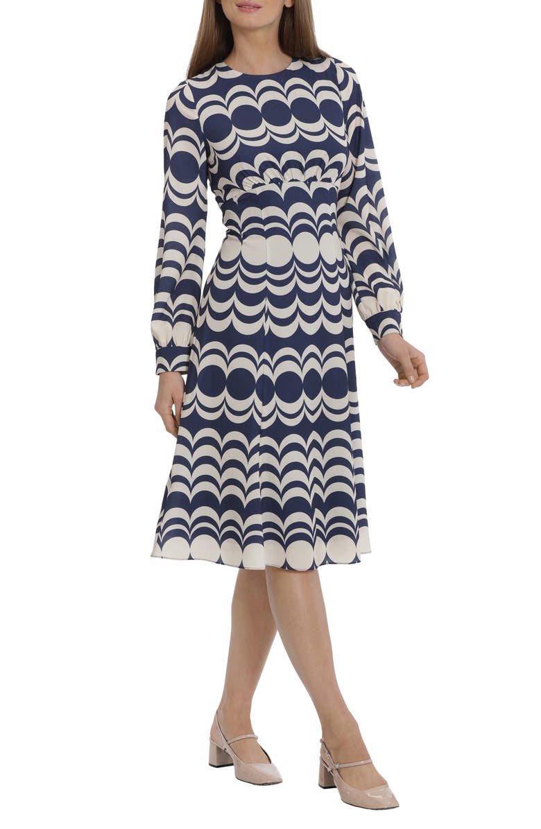 Maggy London Geo Print Long Sleeve Dress, Alternate, color, 