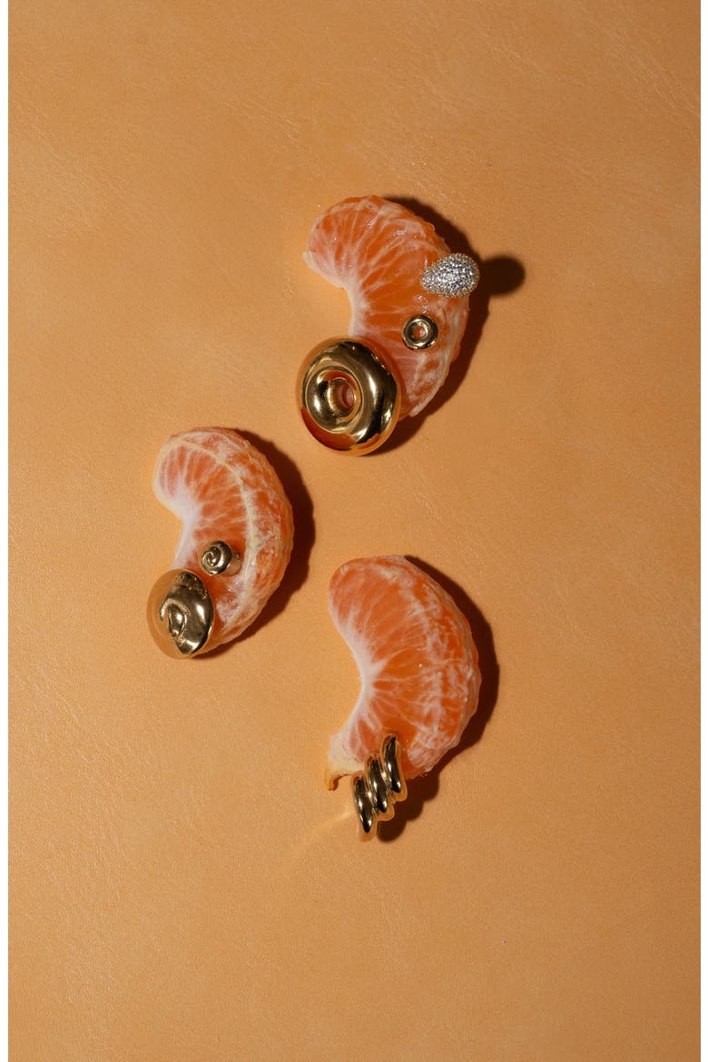 Donut Earrings, Alternate, color, Gold