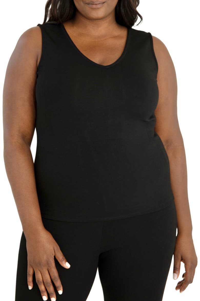 Fitted V-Neck Shell, Main, color, BLACK