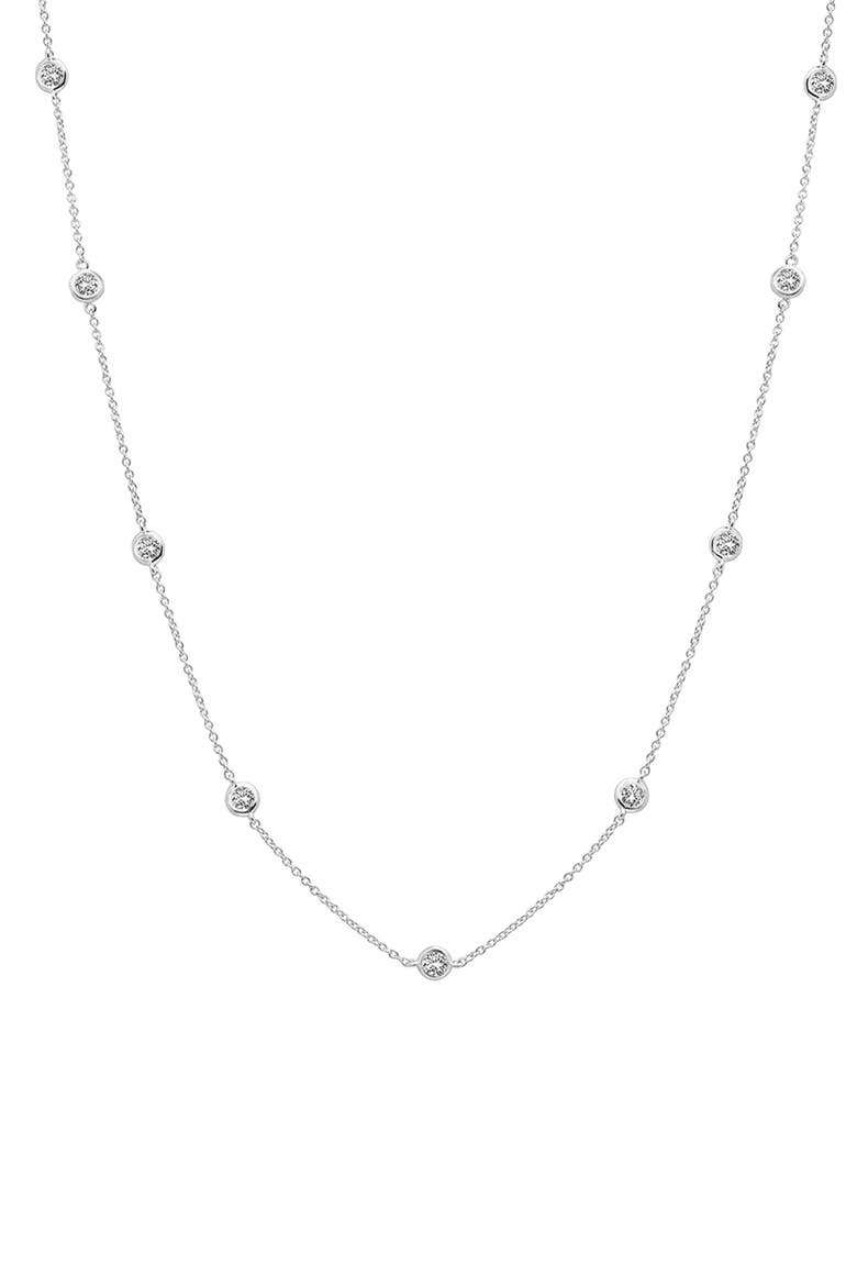 Cubic Zirconia Bezel Station Necklace, Main, color, PLATINUM