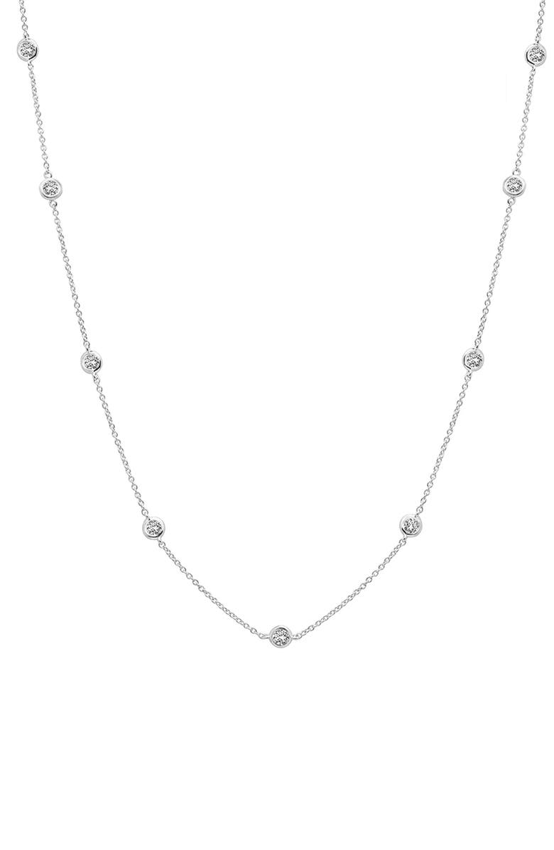 Crislu Cubic Zirconia Bezel Station Necklace, Main, color, 
