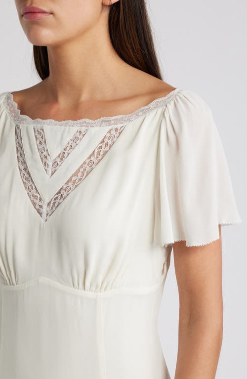 Reformation Malena Lace Inset Stretch Organic Cotton Minidress In Ivory