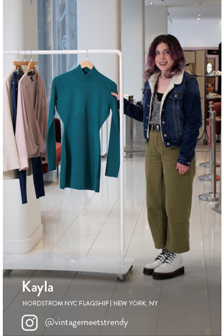 Minas Long Sleeve Merino Wool Blend Turtleneck Minidress video