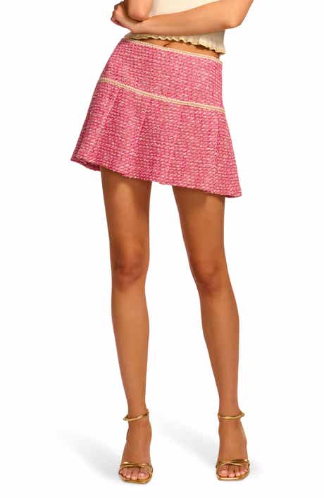Anya Pleated Metallic Tweed Miniskirt