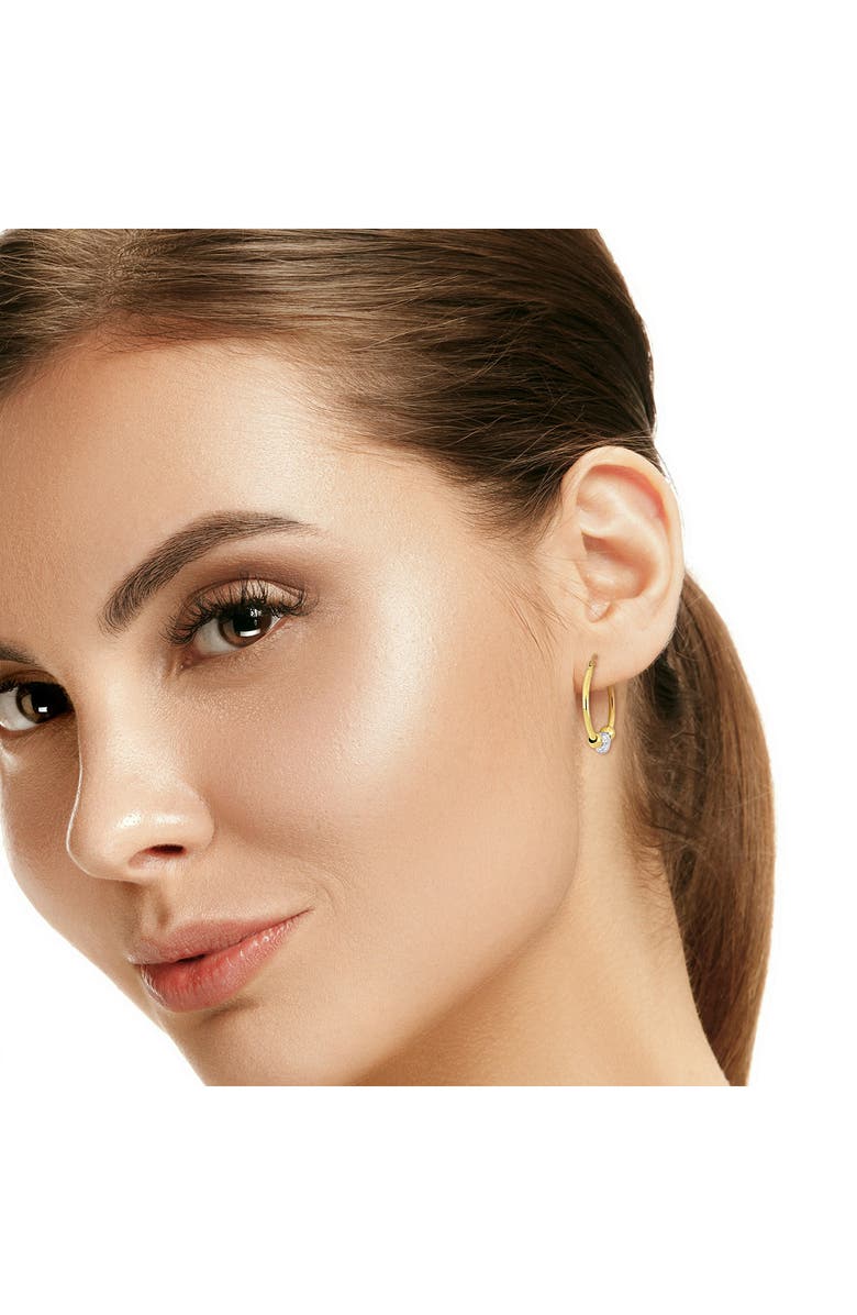 DELMAR Diamond Heart Hoop Earrings - 0.02ct., Alternate, color, 