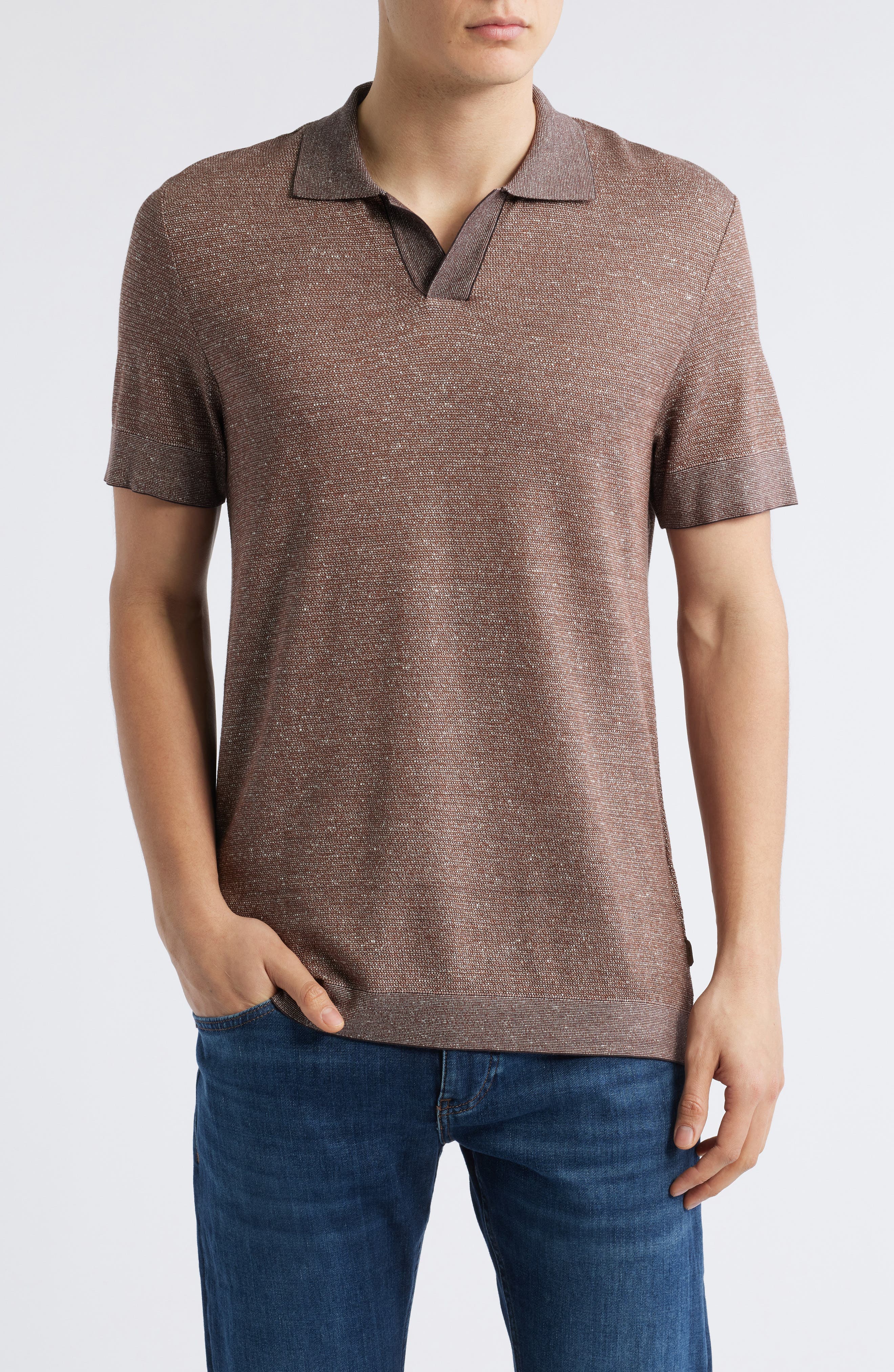 BOSS Parson Cotton, Linen & Silk Polo