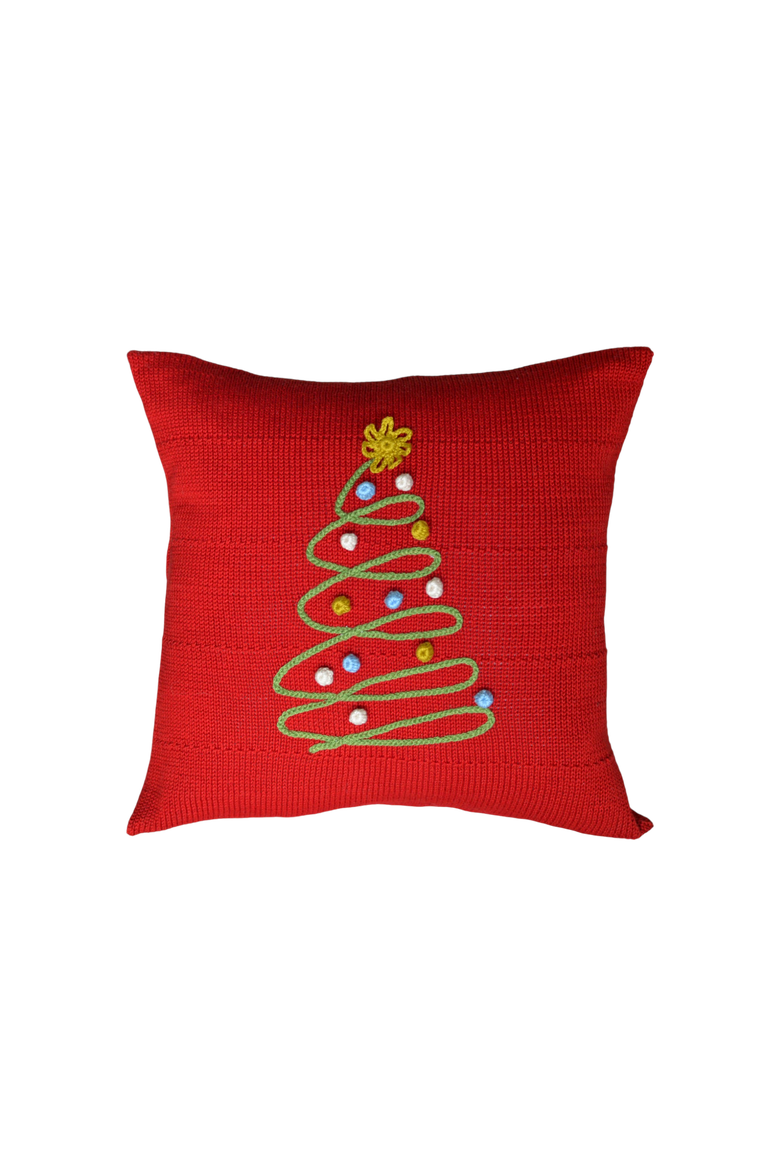 12" Spiral Holiday Tree Pillow, Main, color, Red