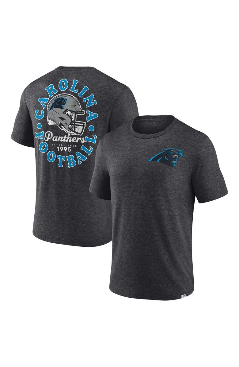 FANATICS Men's Fanatics Branded Heather Charcoal Carolina Panthers Oval Bubble Tri-Blend T-Shirt, Main, color,
