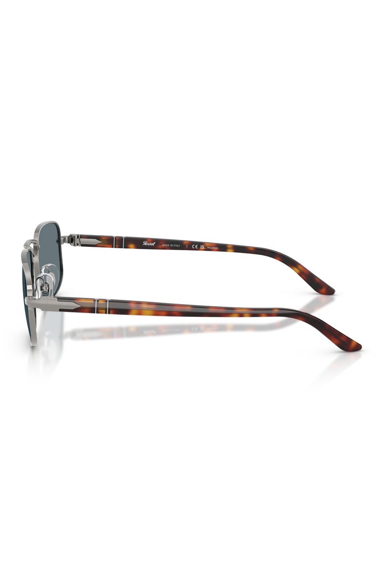 Gender Inclusive PO1027S 56mm Polarized Rectangle Sunglasses, Alternate, color, GUNMETAL / DARK BLUE POLAR