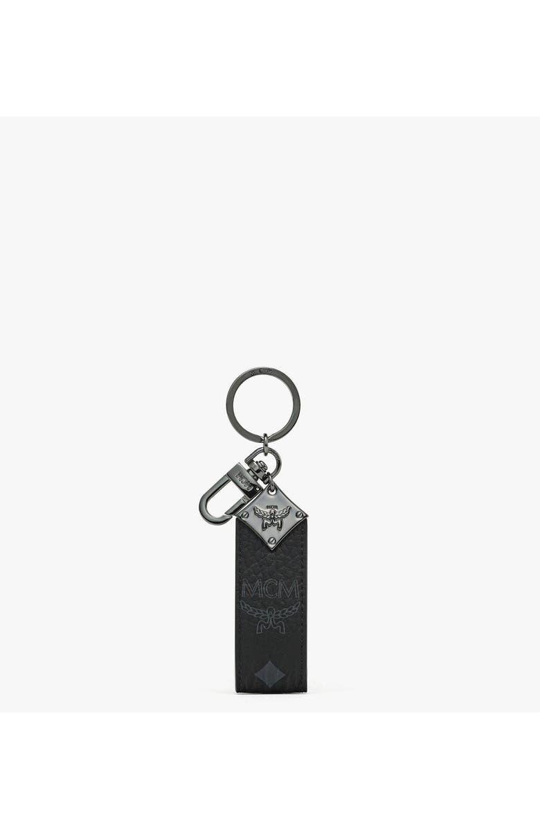 MCM Aren Diamond Logo Key Holder in Visetos, Main, color, Black