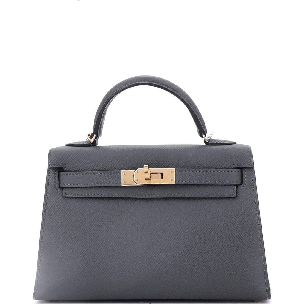 Pre-owned Hermes Hermes Kelly Mini Ii Bag Grey Epsom With Permabrass Hardware 20 In Gray