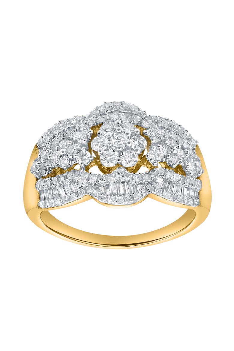 Florea 1.10 Cts Natural Diamond Cluster 14K Gold Ring, Main, color, 14K Yellow Gold