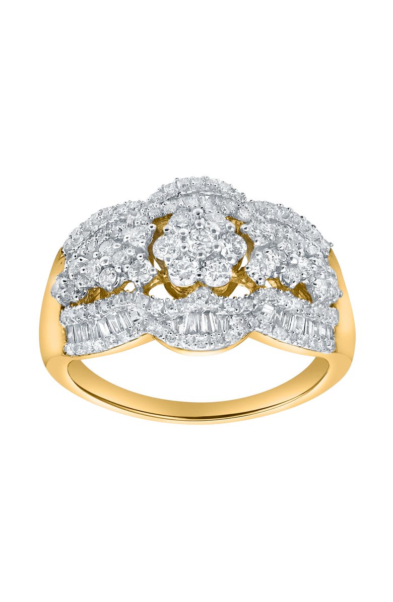 LuvMyJewelry Florea 1.10 Cts Natural Diamond Cluster 14K Gold Ring, Main, color, 14K Yellow Gold