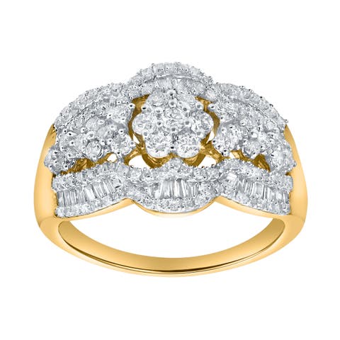 Florea 1.10 Cts Natural Diamond Cluster 14K Gold Ring