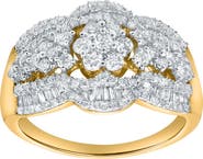 LuvMyJewelry Florea 1.10 Cts Natural Diamond Cluster 14K Gold Ring