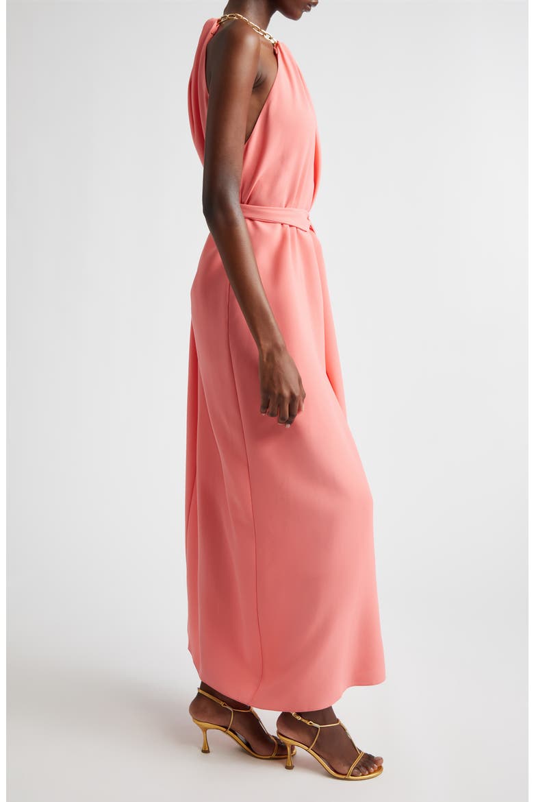 Crepe Halter Neck Dress, Alternate, color, SUNSET