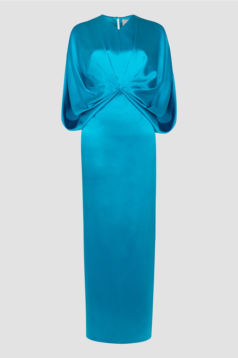 Rani Knot-Front Draped Maxi Dress, Alternate, color, Azure