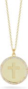 SPHERA MILANO 14K Gold Plated Cubic Zirconia Cross Medallion Pendant Necklace