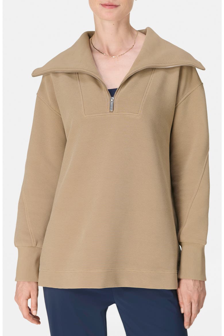 Peaceful Rib Half Zip Sweatshirt, Main, color, SEPIA BROWN