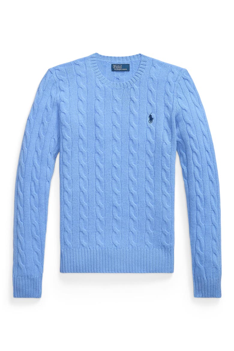 Cable Wool & Cashmere Crewneck Sweater, Main, color, NEW LITCHFIELD BLUE