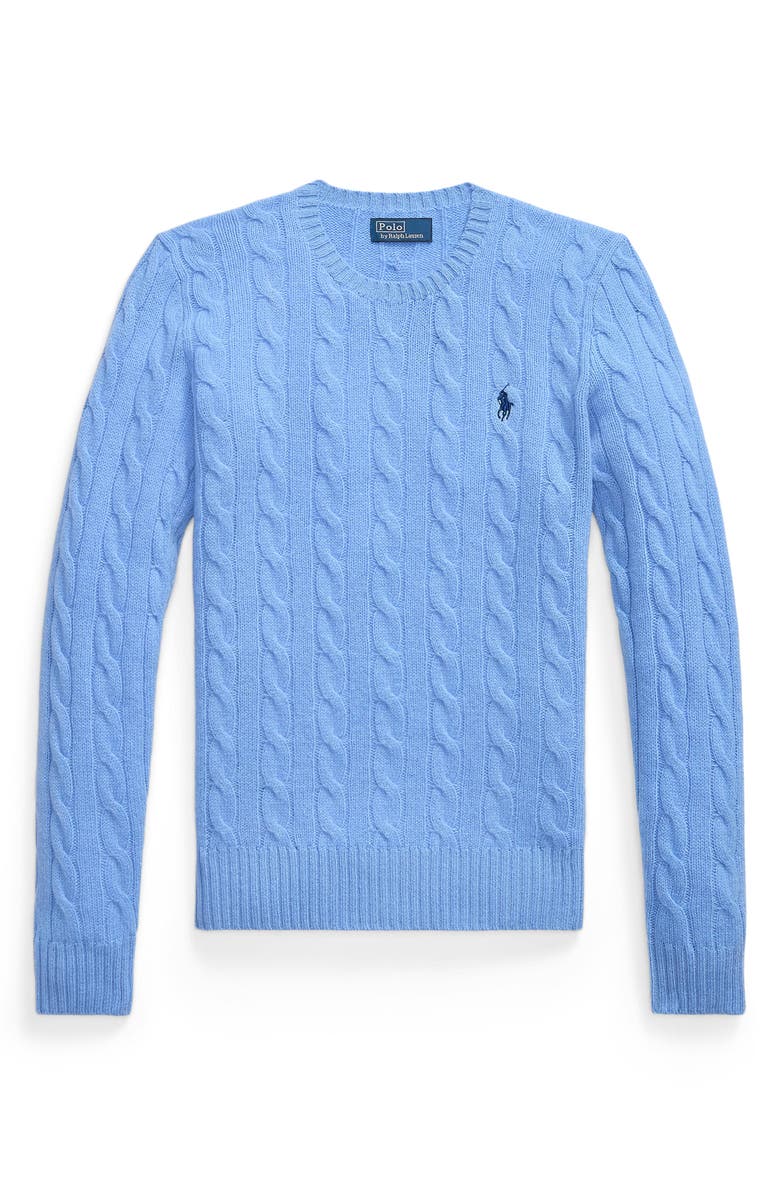 Polo Ralph Lauren Cable Wool & Cashmere Crewneck Sweater, Main, color, New Litchfield Blue