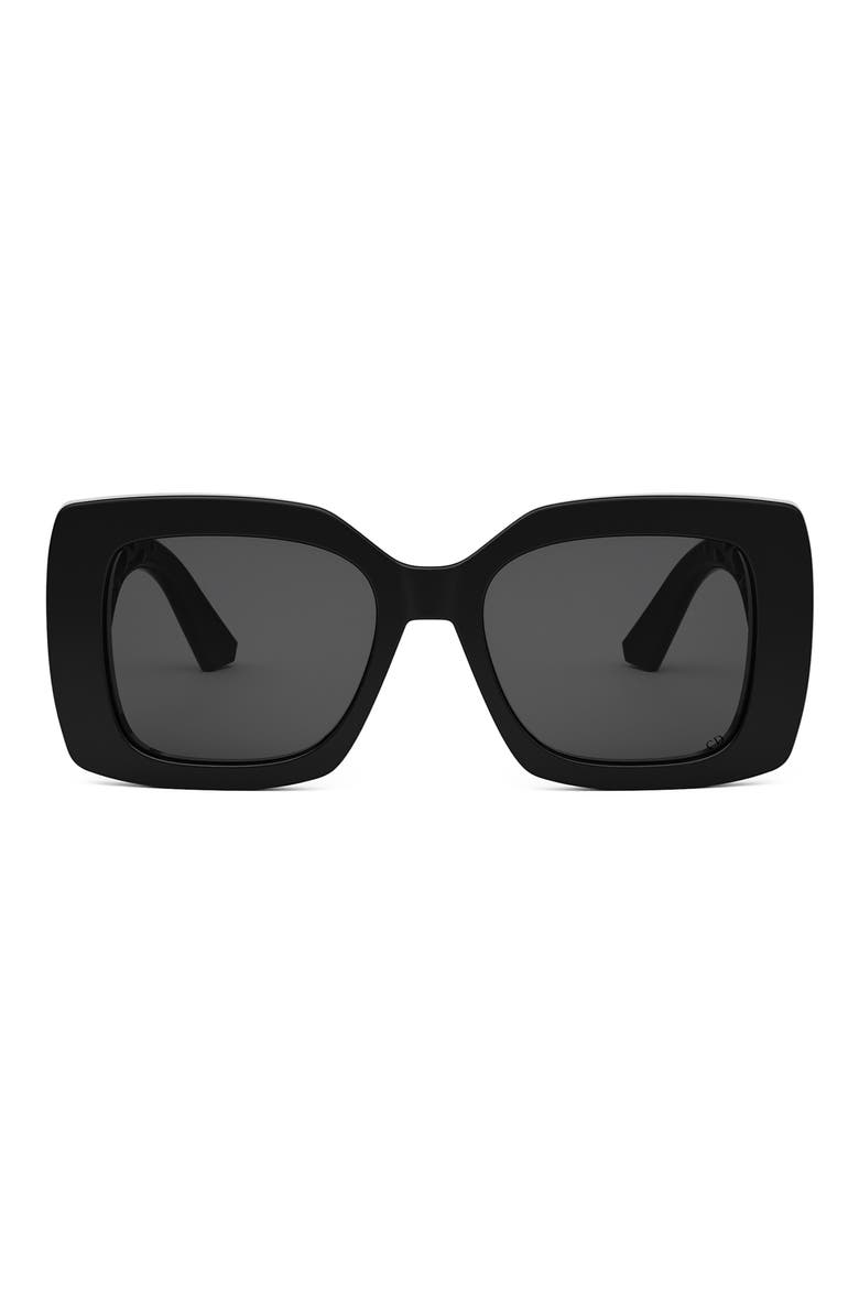 VeryDior S1I 54mm Square Sunglasses, Main, color, SHINY BLACK / SMOKE