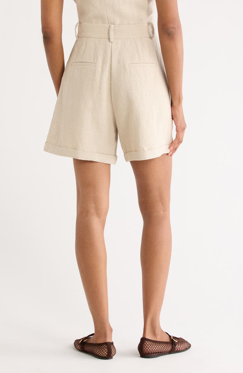 FRNCH Coraline Woven Linen Blend Shorts, Alternate, color, Beige