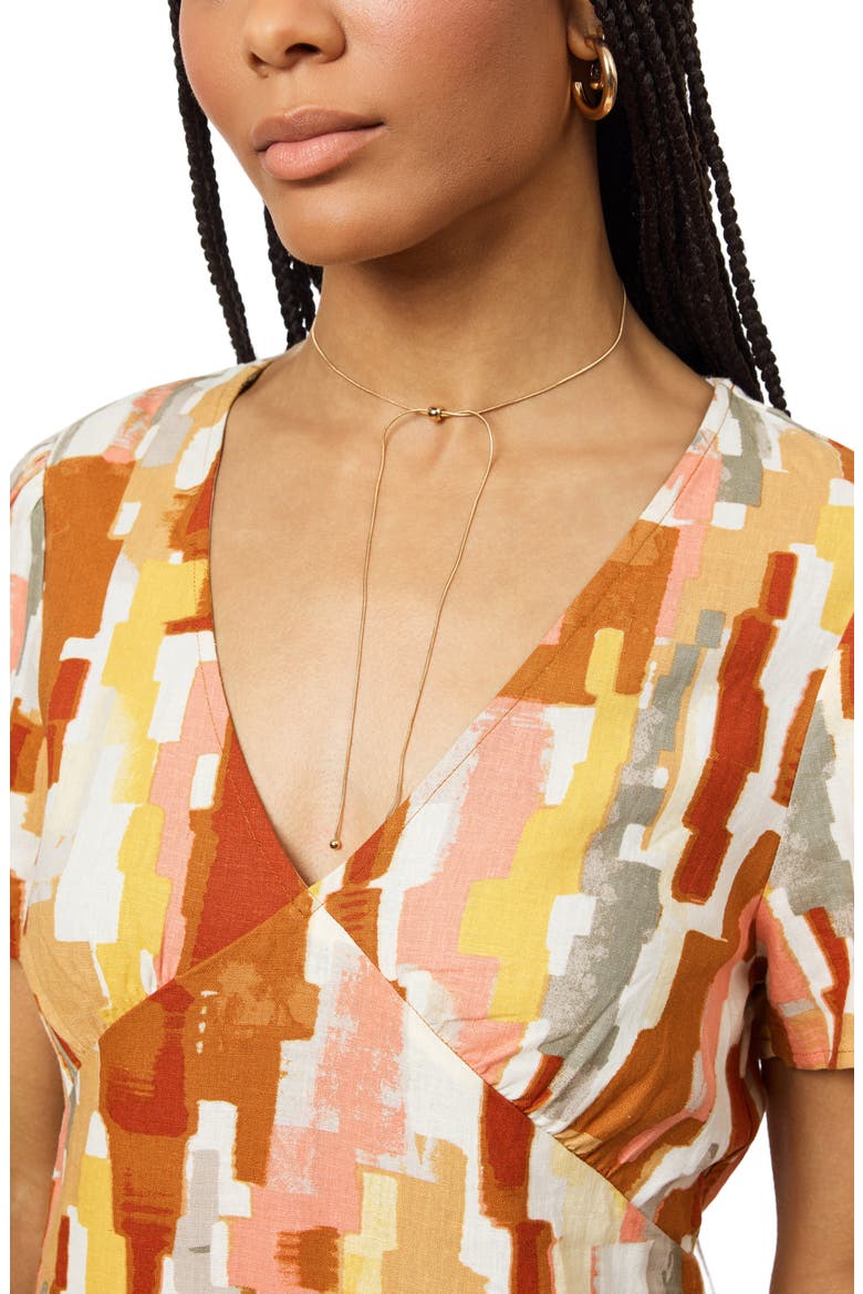 V-Neck Linen Blend Dress, Alternate, color, MOROCCAN RUG