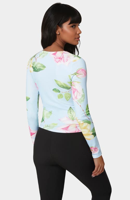 Bebe Cut Out Flower Long Sleeve Top In Multi