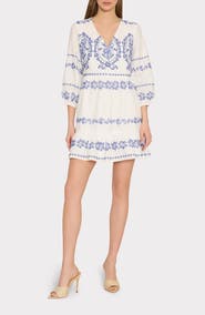Milly Lene Embroidered Linen & Cotton Minidress