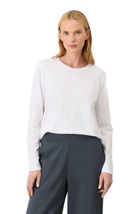 Luxe Essential Crewneck Long Sleeve Tee Made With Organic Cotton