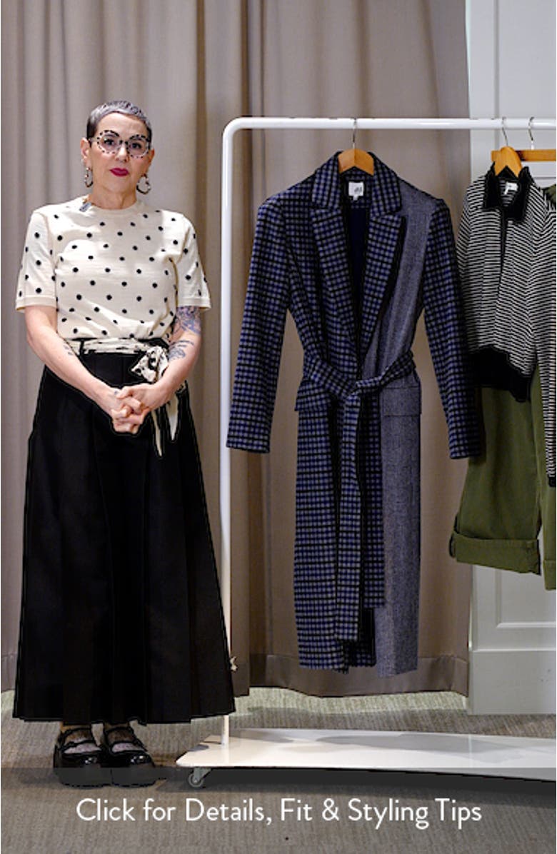 Maggie Blockcheck Wool Blend Wrap Coat, sales video thumbnail