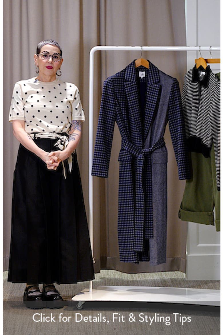 Maggie Blockcheck Wool Blend Wrap Coat video