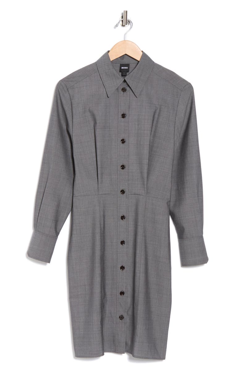 BOSS Dertoa Long Sleeve Shirtdress, Alternate, color, Grey