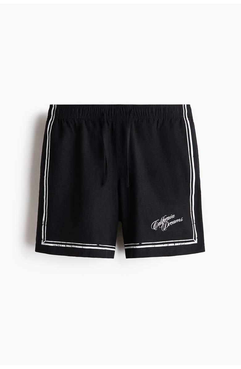 H&M Loose Fit Printed Shorts, Main, color, Black/California Dreams