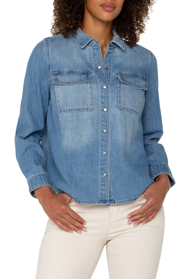Denim Snap-Up Shirt, Main, color, LAGUNA NIGEL
