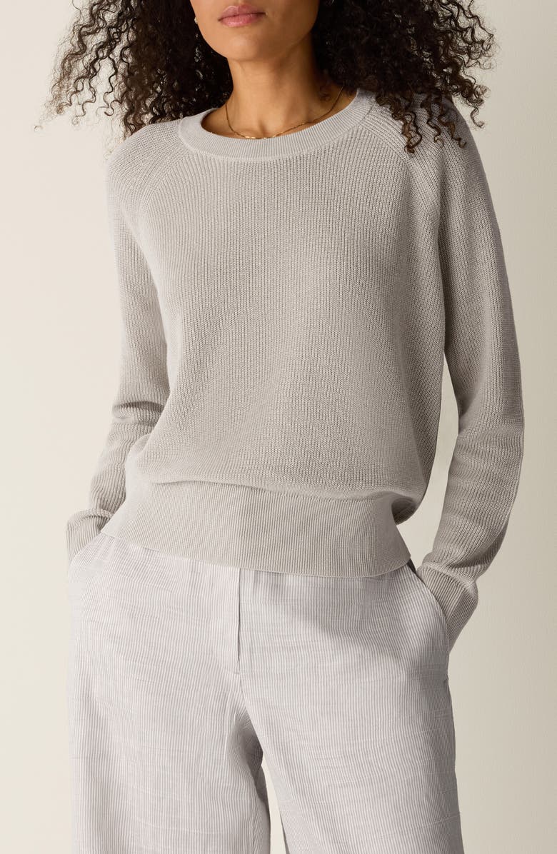 Eileen Fisher Crewneck Organic Linen & Organic Cotton Sweater, Main, color, Undyed Natural