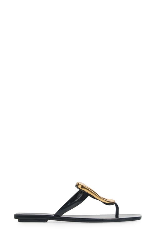 Jeffrey Campbell Linques Flip Flop In Black Shiny Gold