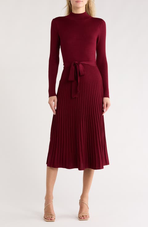 Mock Neck Long Sleeve Sweater Dress