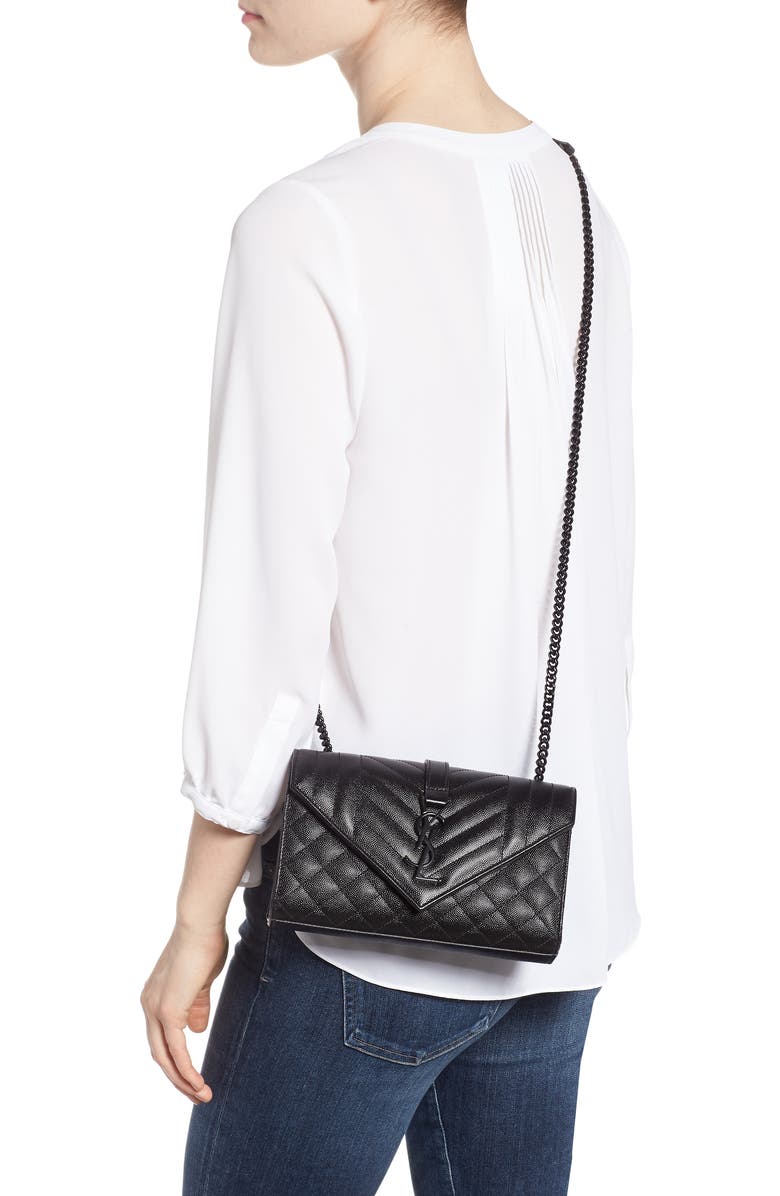 Saint Laurent Small Cassandre Leather Shoulder Bag, Alternate, color,