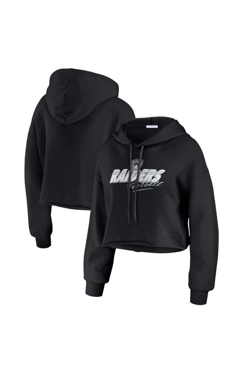 WEAR by Erin Andrews Women's WEAR by Erin Andrews Black Las Vegas Raiders Prime Cropped Pullover Hoodie, Main, color, Black