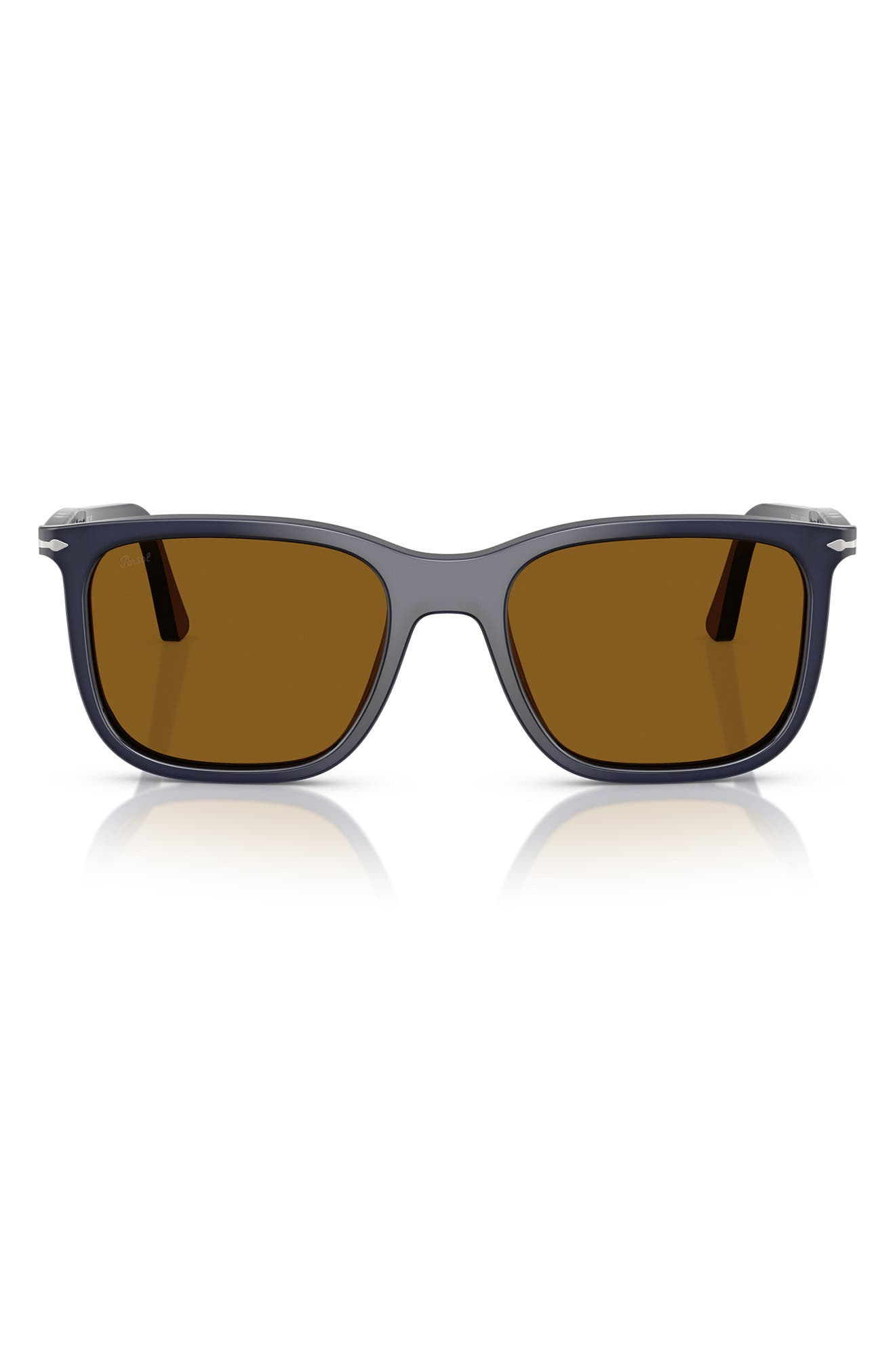 Persol 53mm Rectangular Sunglasses in Blue Brown 
