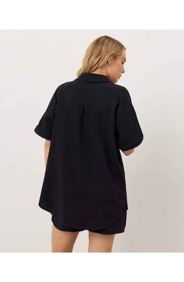 Pact Organic Cotton Coastal Double Gauze Relaxed Shirt, Alternate, color, Jet Black